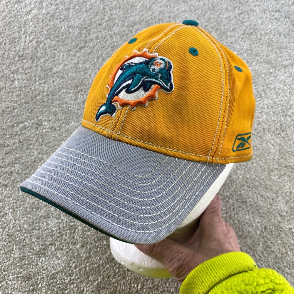 Reebok Miami Dolphins Hat Mens OSFA Orange NFL Equipment Onfield Fitted Cap